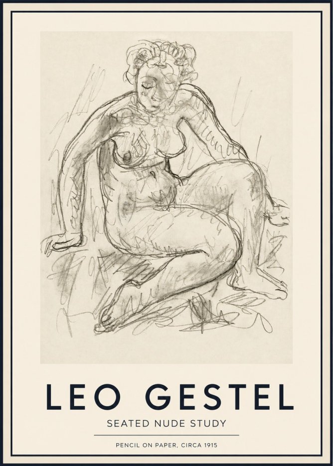Leo Gestel Seated Nude Study No3 - Plakát