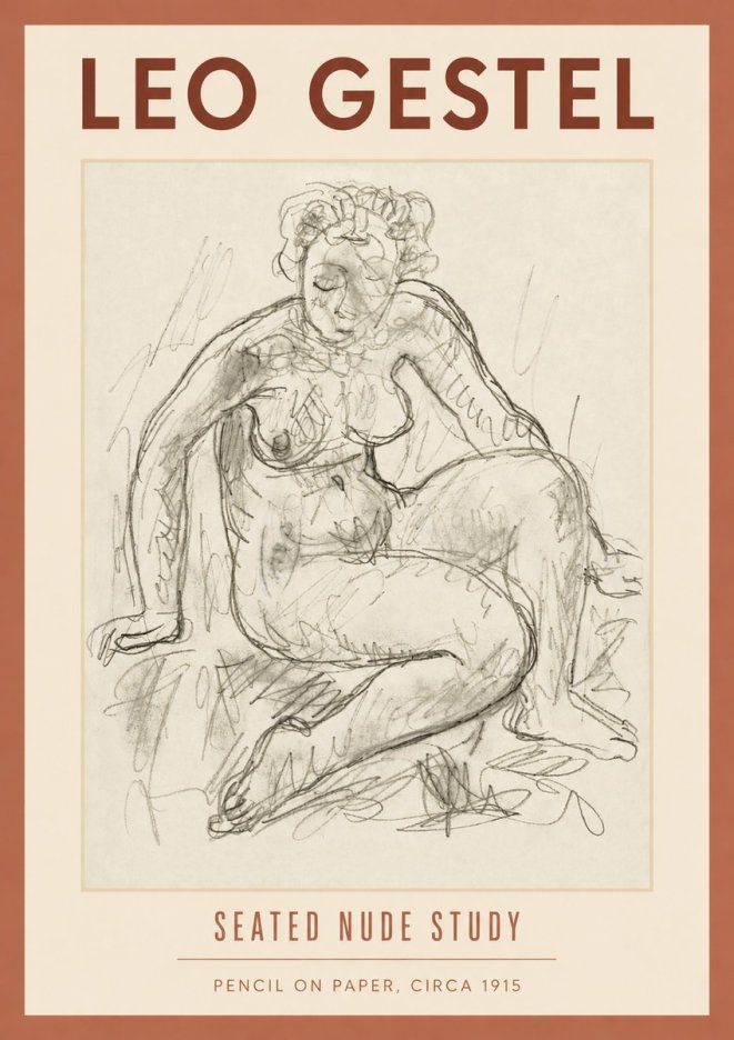 Leo Gestel Seated Nude Study No4 - Plakát