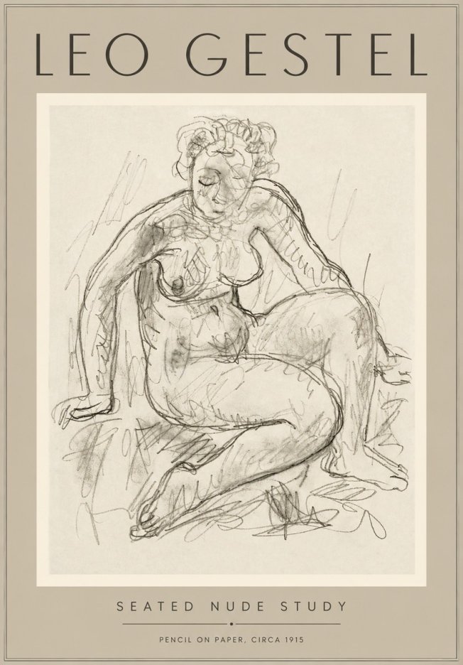 Leo Gestel Seated Nude Study No5 - Plakát