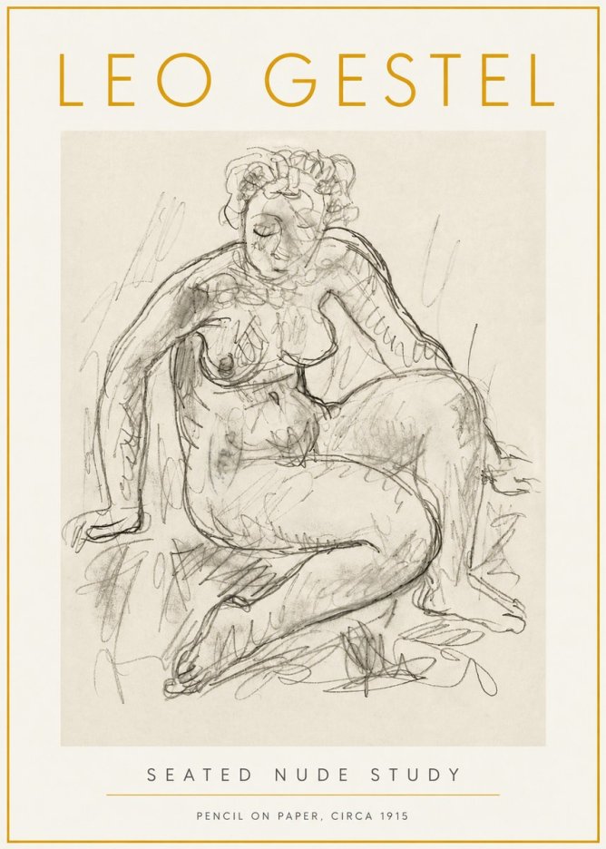 Leo Gestel Seated Nude Study No6 - Plakát