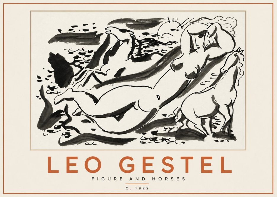 Leo Gestel Figure and Horses No2 - Plakát