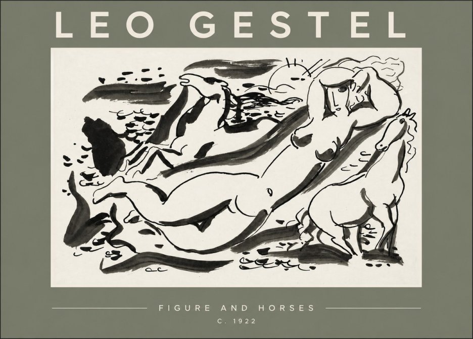 Leo Gestel Figure and Horses No3 - Plakát