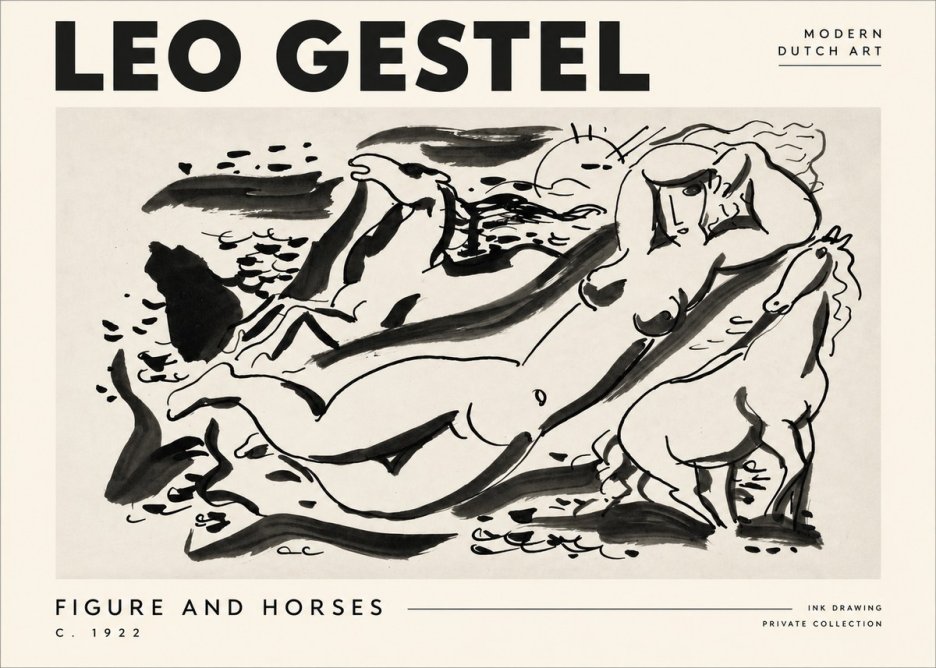 Leo Gestel Figure and Horses No4 - Plakát