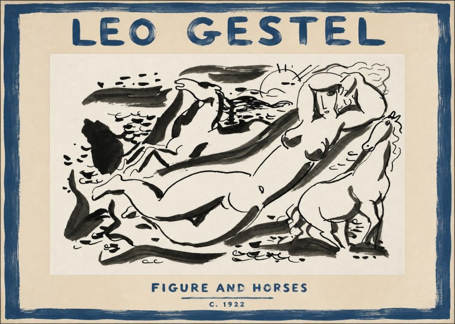 Leo Gestel Figure and Horses No5 - Plakát