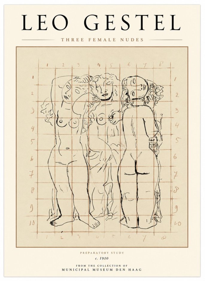 Leo Gestel Three Female Nudes No1 - Plakát