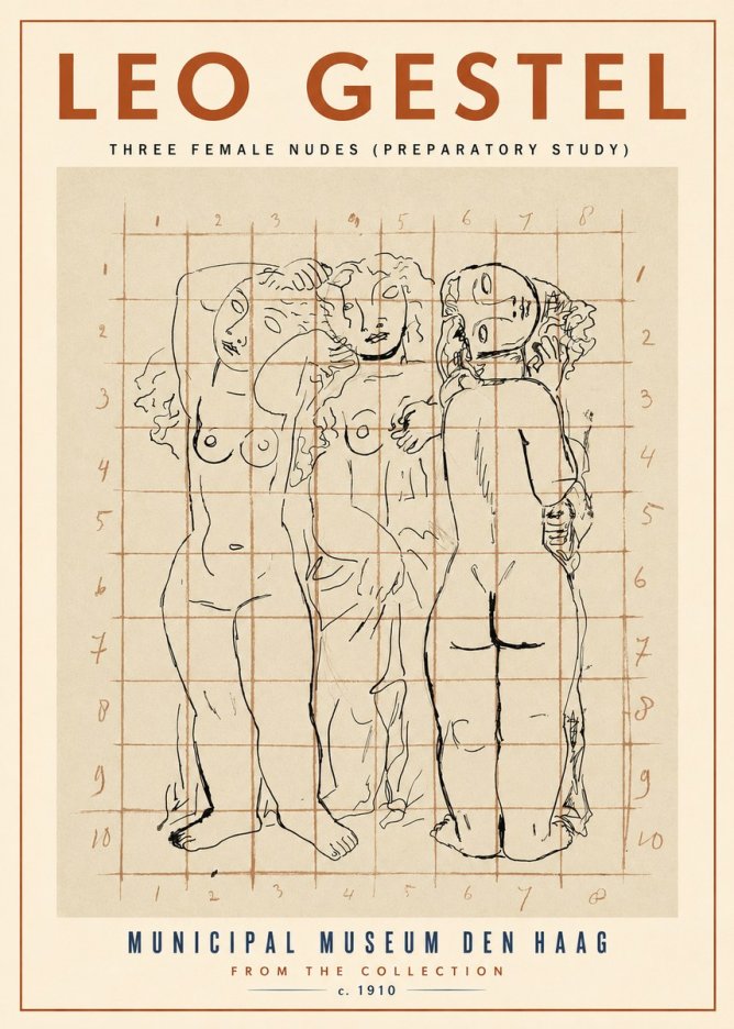 Leo Gestel Three Female Nudes No2 - Plakát