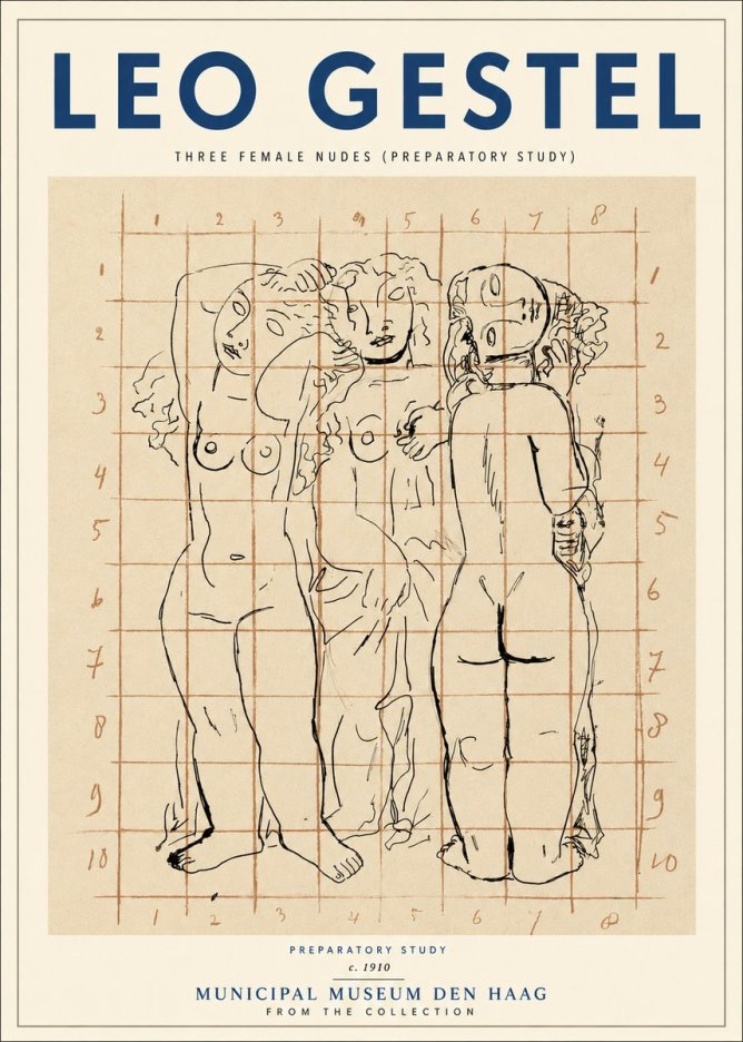 Leo Gestel Three Female Nudes No3 - Plakát
