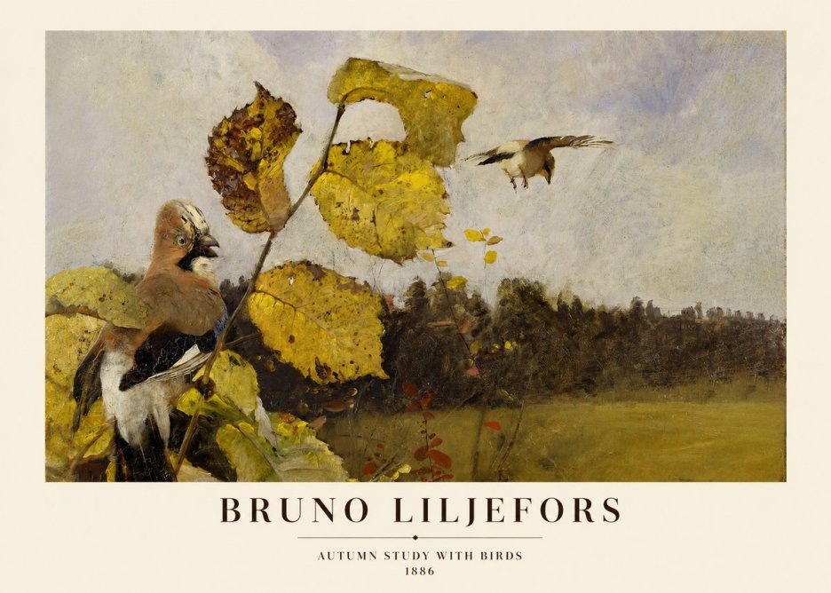 Bruno Liljefors Autumn Study with Birds No1 - Plakát