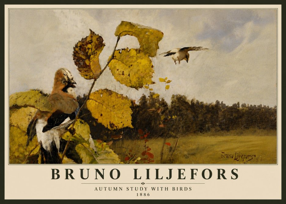 Bruno Liljefors Autumn Study with Birds No6 - Plakát