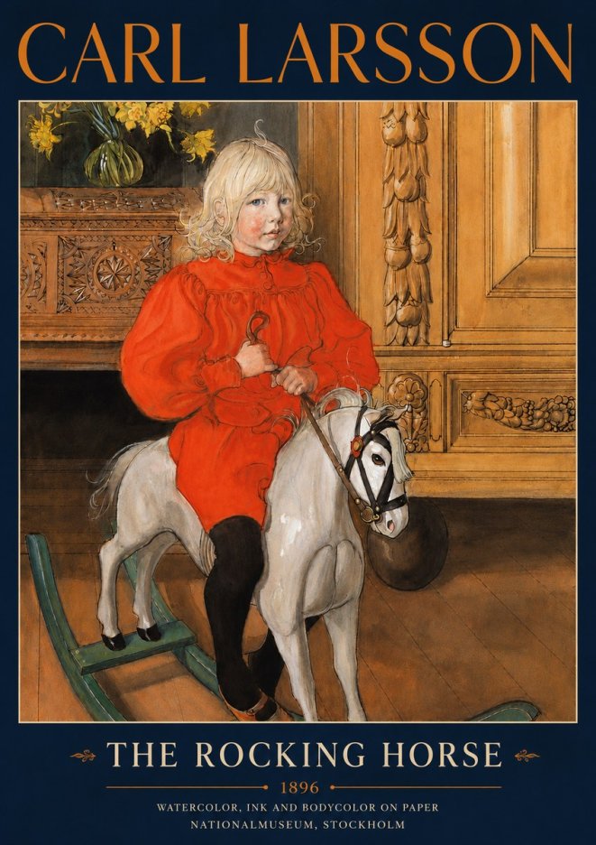 Carl Larsson The Rocking Horse No5 - Plakát
