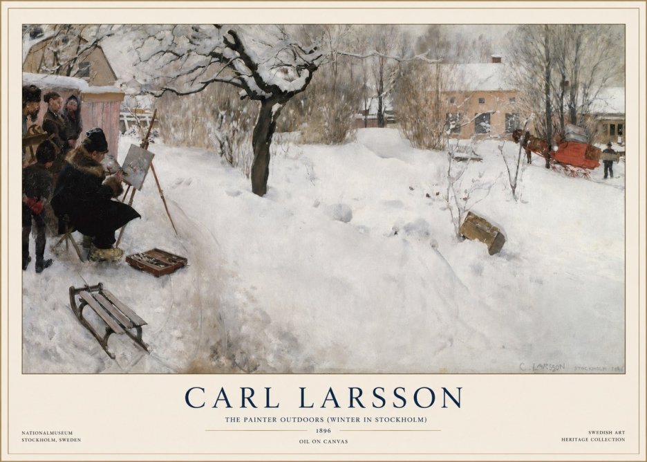 Carl Larsson The Painter Outdoors (Winter in Stockholm) No1 - Plakát