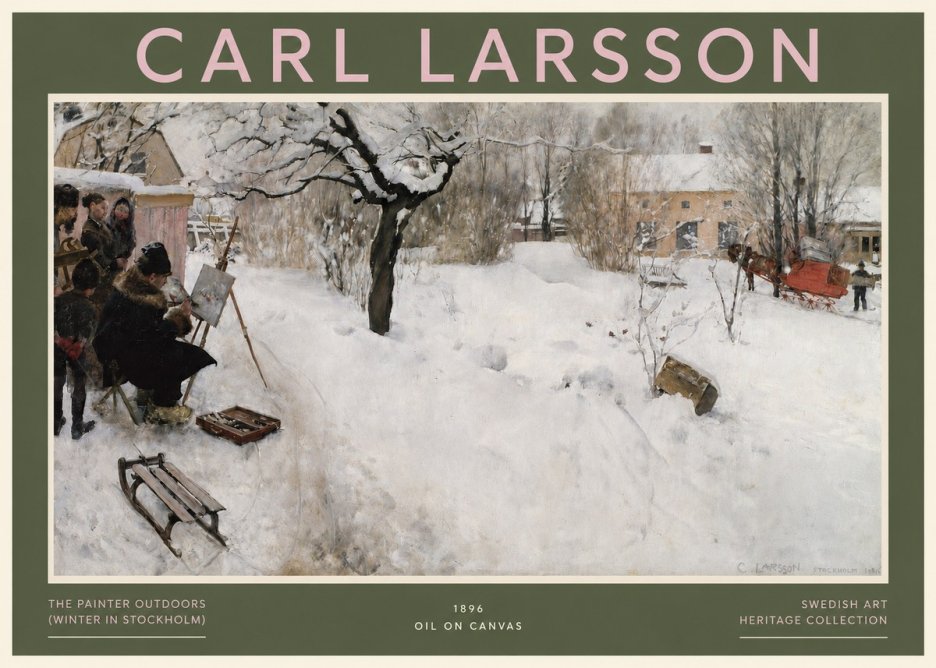 Carl Larsson The Painter Outdoors (Winter in Stockholm) No3 - Plakát