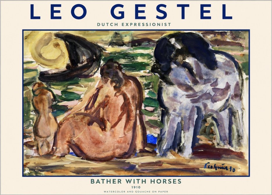 Leo Gestel Bather with Horses No2 - Plakát