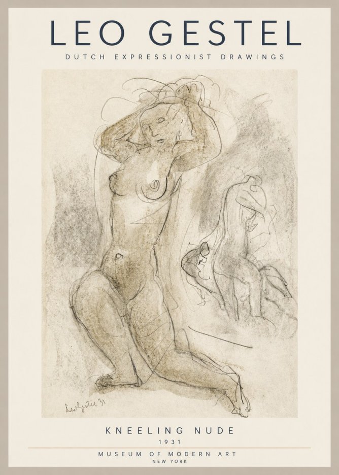 Leo Gestel Kneeling Nude No3 - Plakát