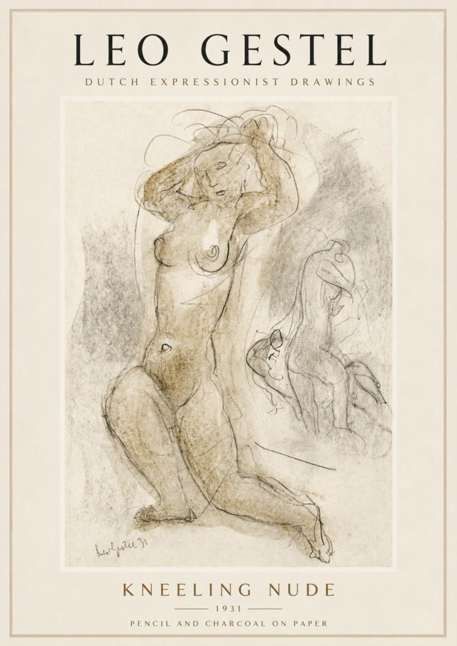 Leo Gestel Kneeling Nude No6 - Plakát