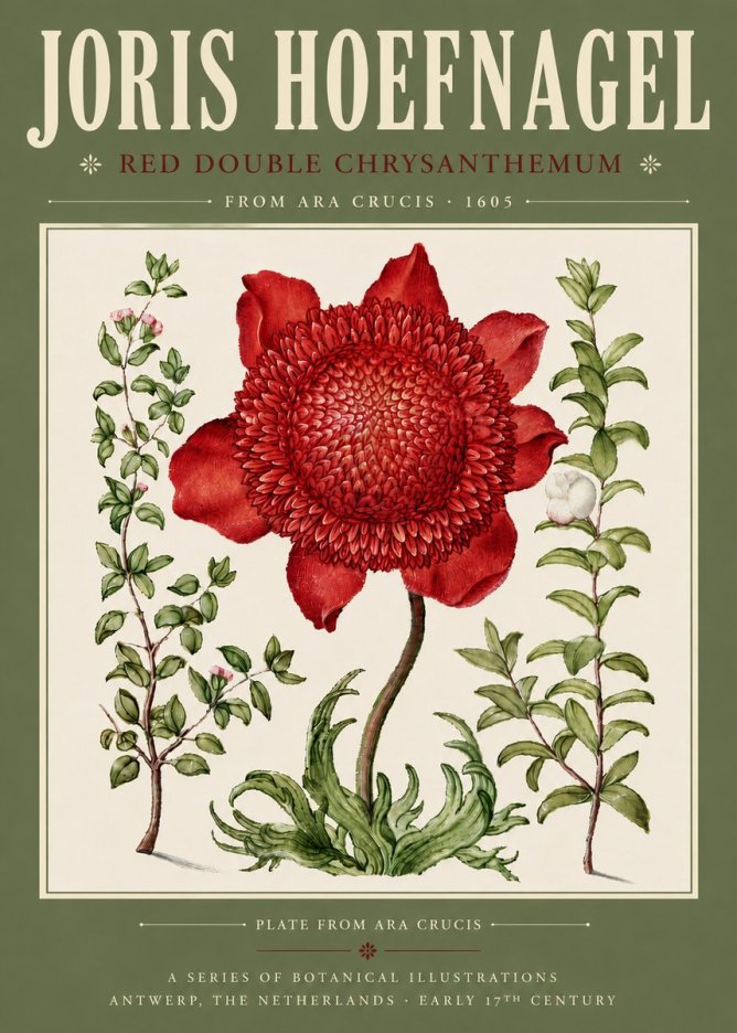 Joris Hoefnagel Red Double Chrysanthemum No4 - Plakát