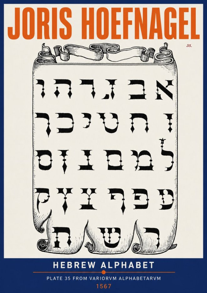 Joris Hoefnagel Hebrew Alphabet No2 - Plakát