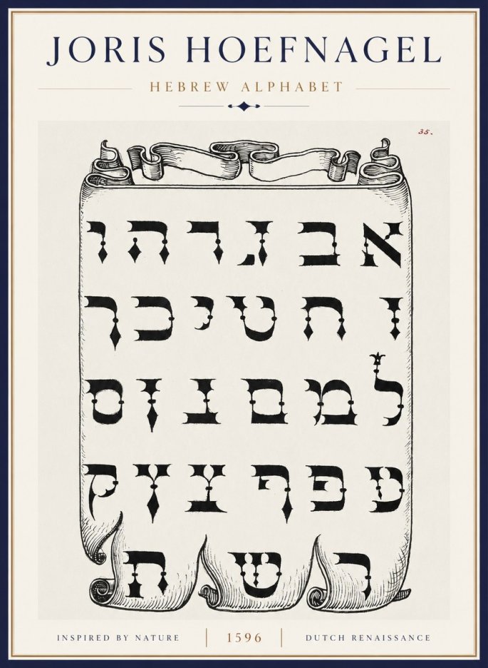 Joris Hoefnagel Hebrew Alphabet No5 - Plakát