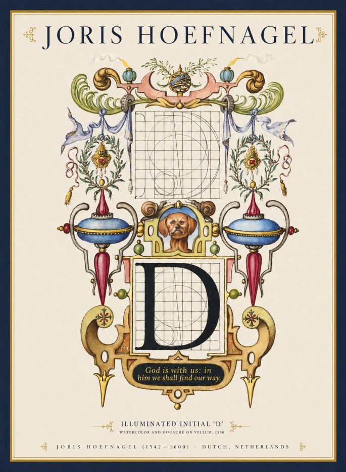 Joris Hoefnagel Illuminated Initial 'D' No1 - Plakát