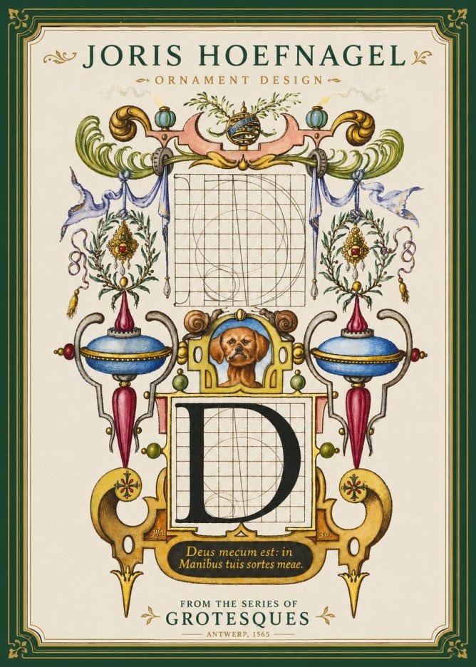Joris Hoefnagel Illuminated Initial 'D' No4 - Plakát