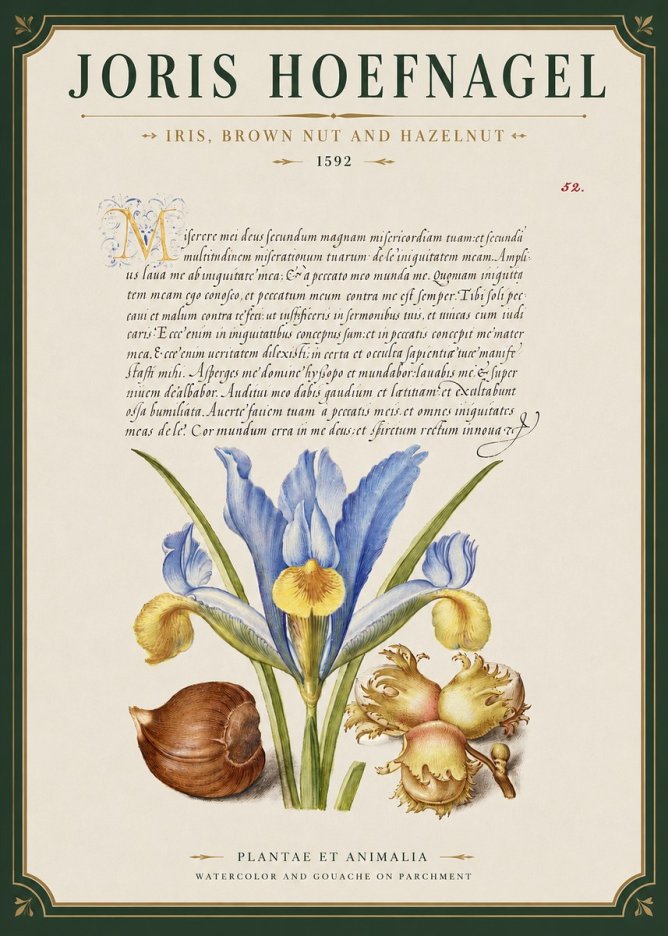 Joris Hoefnagel Iris, Brown Nut and Hazelnut No3 - Plakát