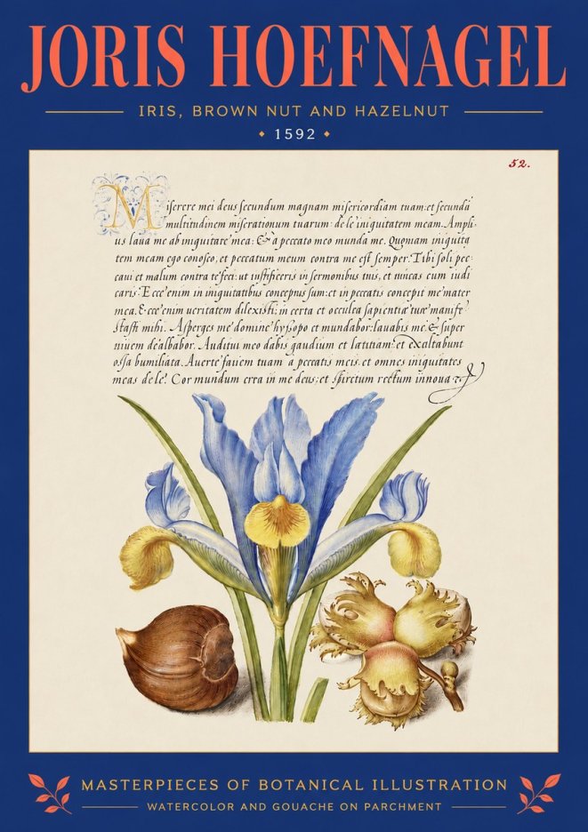 Joris Hoefnagel Iris, Brown Nut and Hazelnut No4 - Plakát