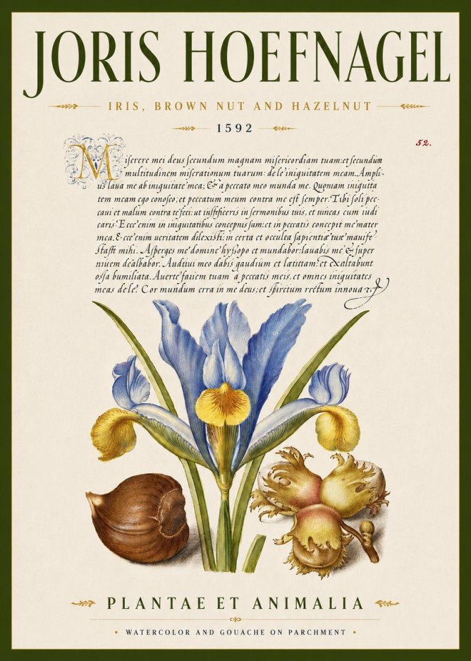Joris Hoefnagel Iris, Brown Nut and Hazelnut No5 - Plakát