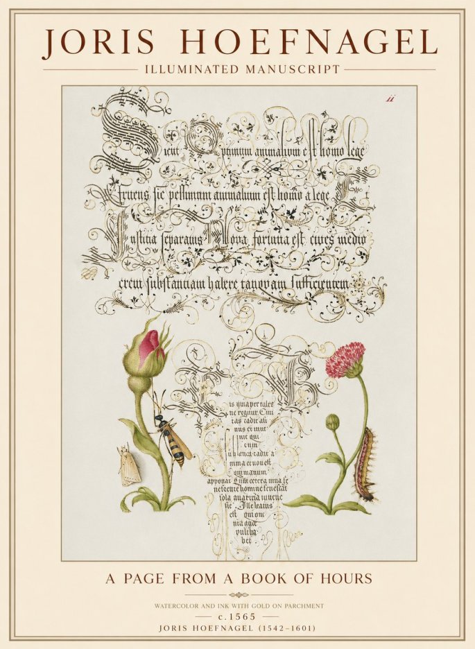 Joris Hoefnagel A Page from a Book of Hours No1 - Plakát