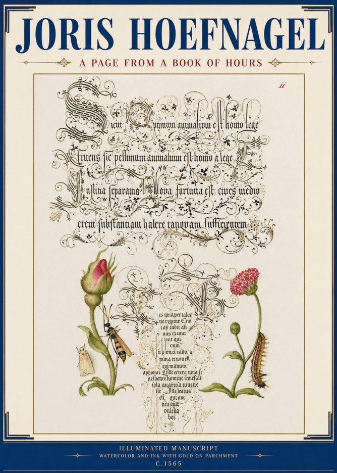 Joris Hoefnagel A Page from a Book of Hours No3 - Plakát