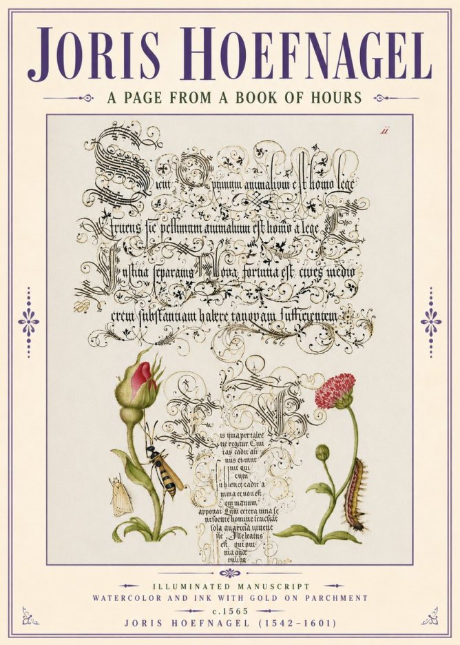 Joris Hoefnagel A Page from a Book of Hours No6 - Plakát