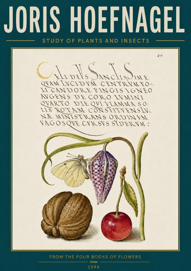 Joris Hoefnagel Study of Plants and Insects No6 - Plakát