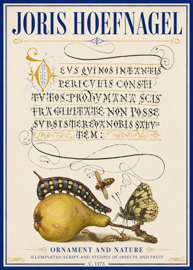 Joris Hoefnagel Ornament and Nature - Illuminated Script and Studies of Insects and Fruit No5 - Plakát
