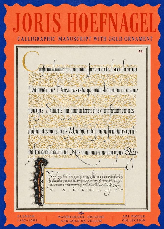 Joris Hoefnagel Calligraphic Manuscript with Gold Ornament No5 - Plakát