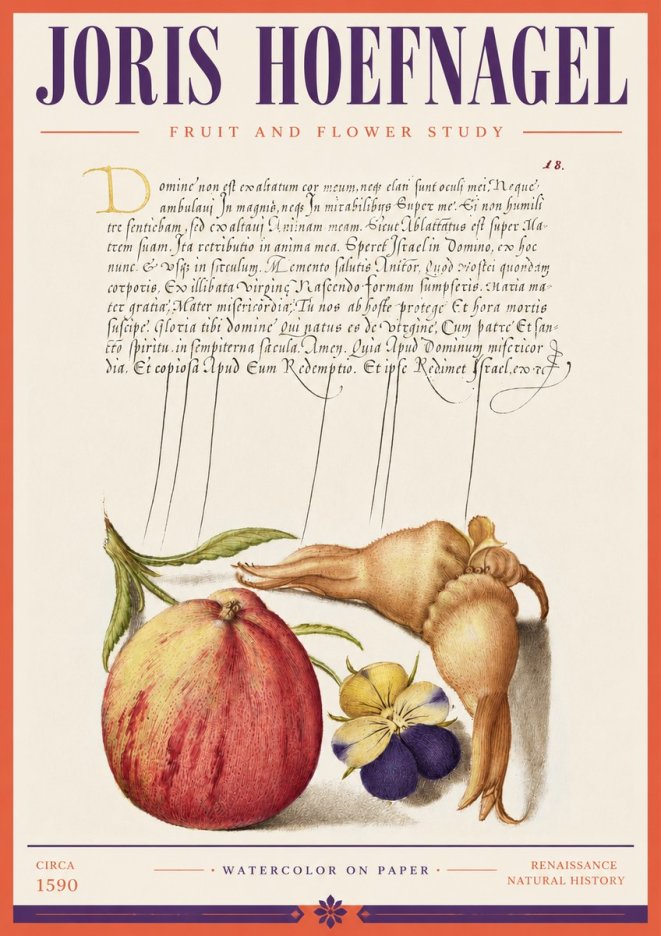 Joris Hoefnagel Fruit and Flower Study No3 - Plakát