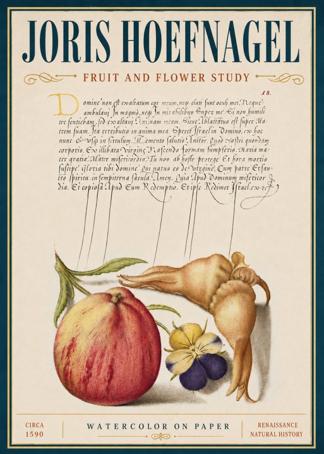 Joris Hoefnagel Fruit and Flower Study No5 - Plakát