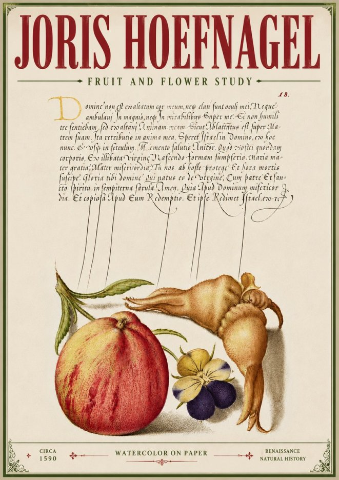 Joris Hoefnagel Fruit and Flower Study No6 - Plakát