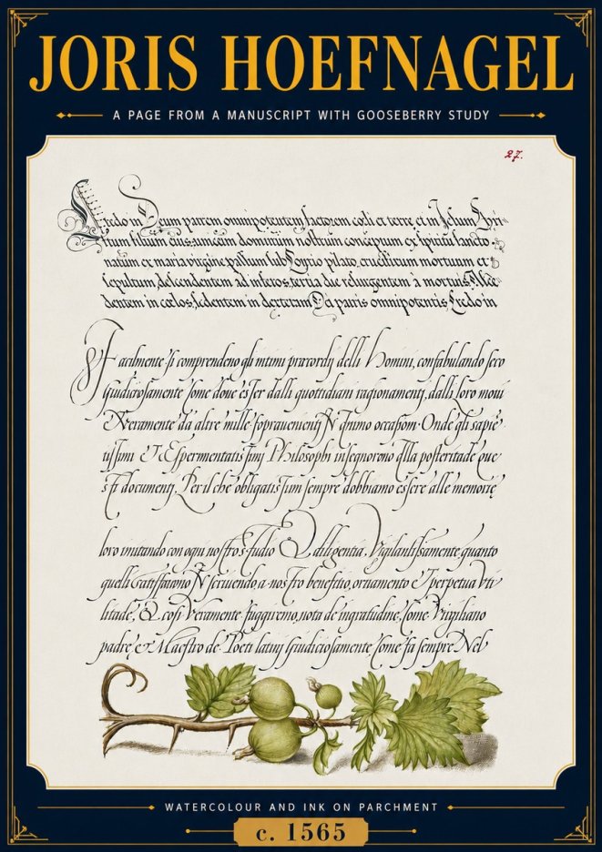 Joris Hoefnagel A Page from a Manuscript with Gooseberry Study No5 - Plakát