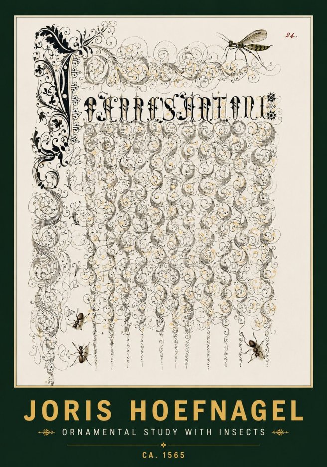 Joris Hoefnagel Ornamental Study with Insects No4 - Plakát
