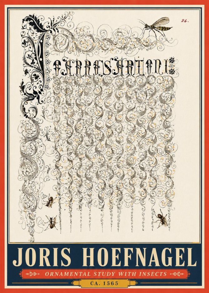 Joris Hoefnagel Ornamental Study with Insects No5 - Plakát