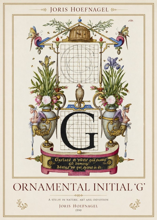 Joris Hoefnagel Ornamental Initial 'G' No1 - Plakát