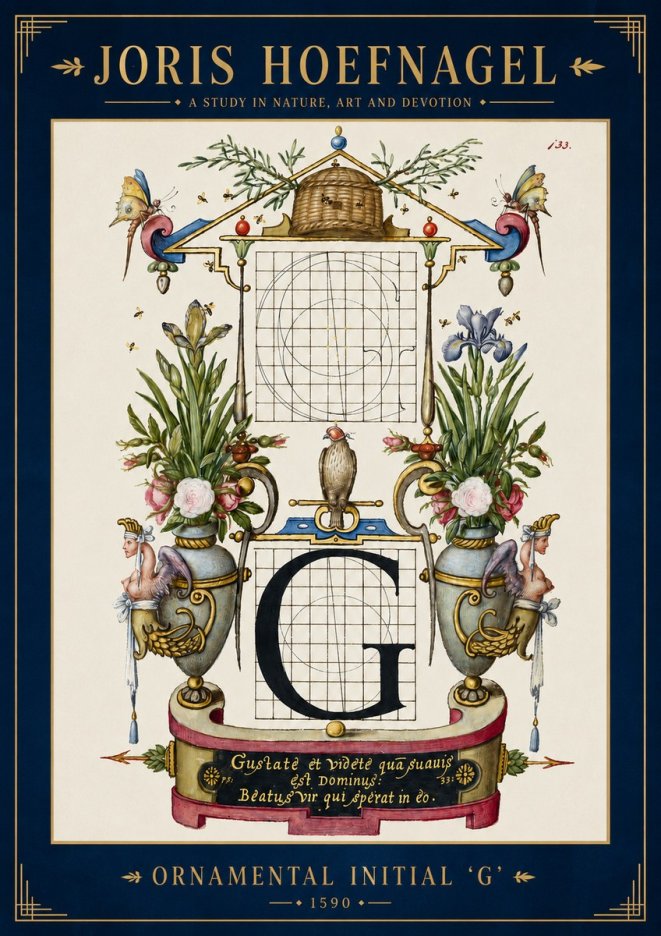 Joris Hoefnagel Ornamental Initial 'G' No3 - Plakát