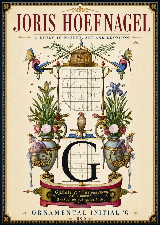Joris Hoefnagel Ornamental Initial 'G' No6 - Plakát