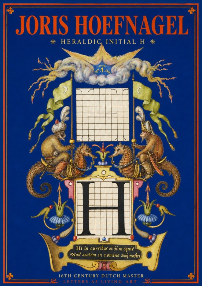 Joris Hoefnagel Heraldic Initial H No2 - Plakát