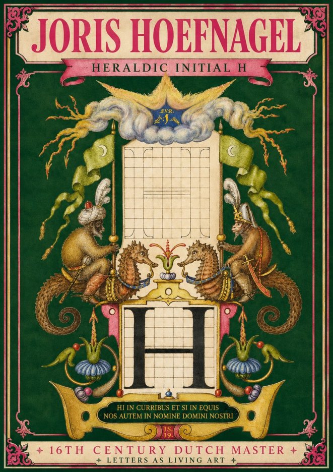 Joris Hoefnagel Heraldic Initial H No3 - Plakát