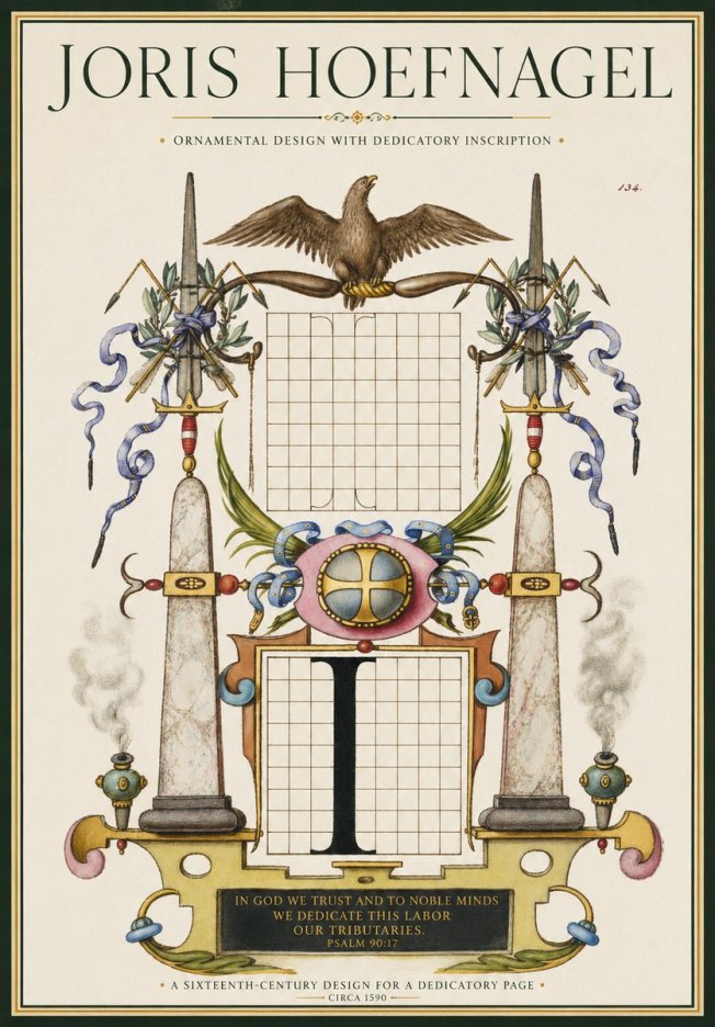 Joris Hoefnagel Ornamental Design with Dedicatory Inscription No1 - Plakát