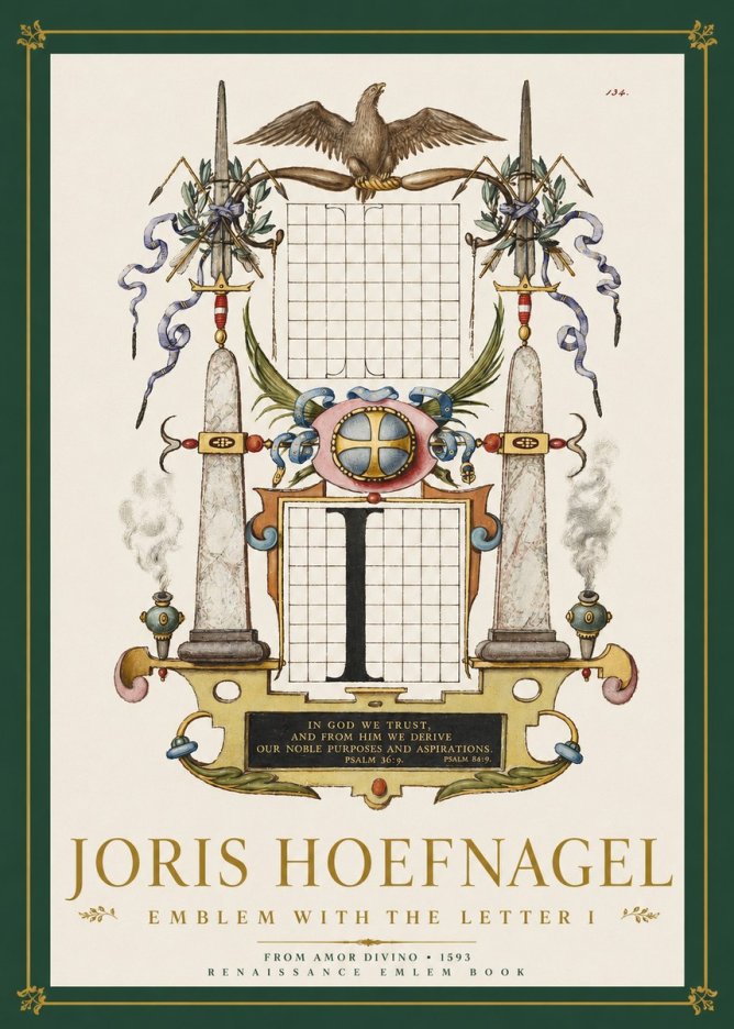 Joris Hoefnagel Ornamental Design with Dedicatory Inscription No4 - Plakát