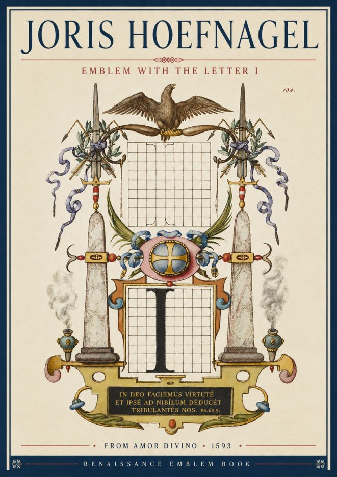 Joris Hoefnagel Ornamental Design with Dedicatory Inscription No5 - Plakát