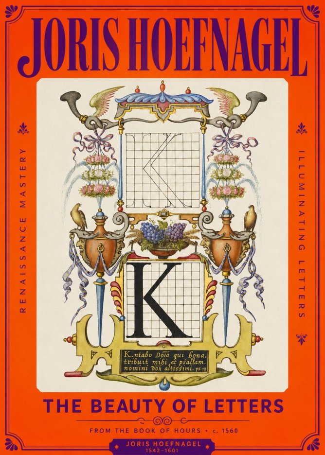 Joris Hoefnagel Illuminated Initial "K" from the Book of Hours No2 - Plakát