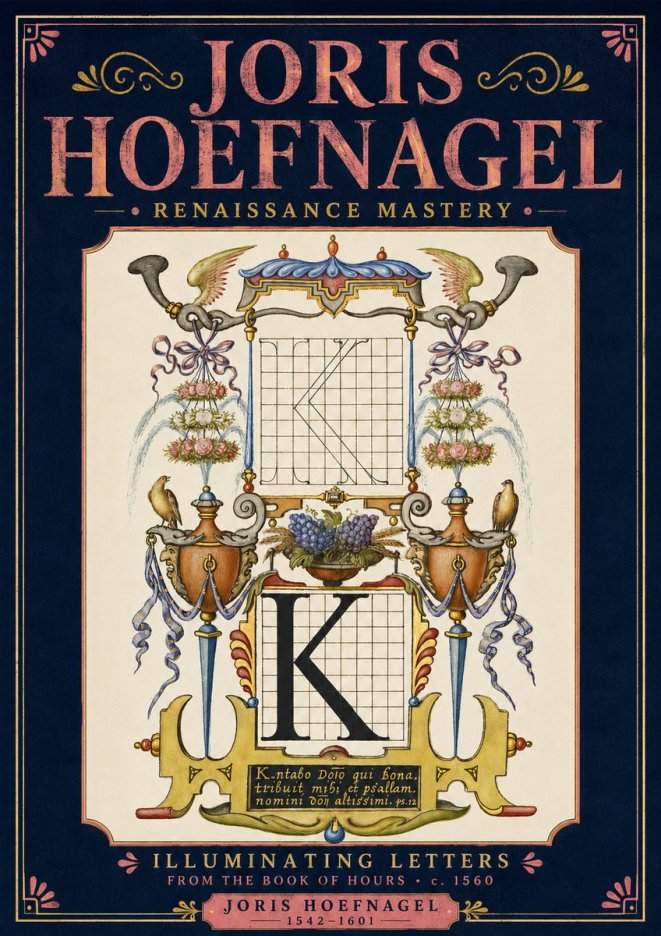 Joris Hoefnagel Illuminated Initial "K" from the Book of Hours No4 - Plakát