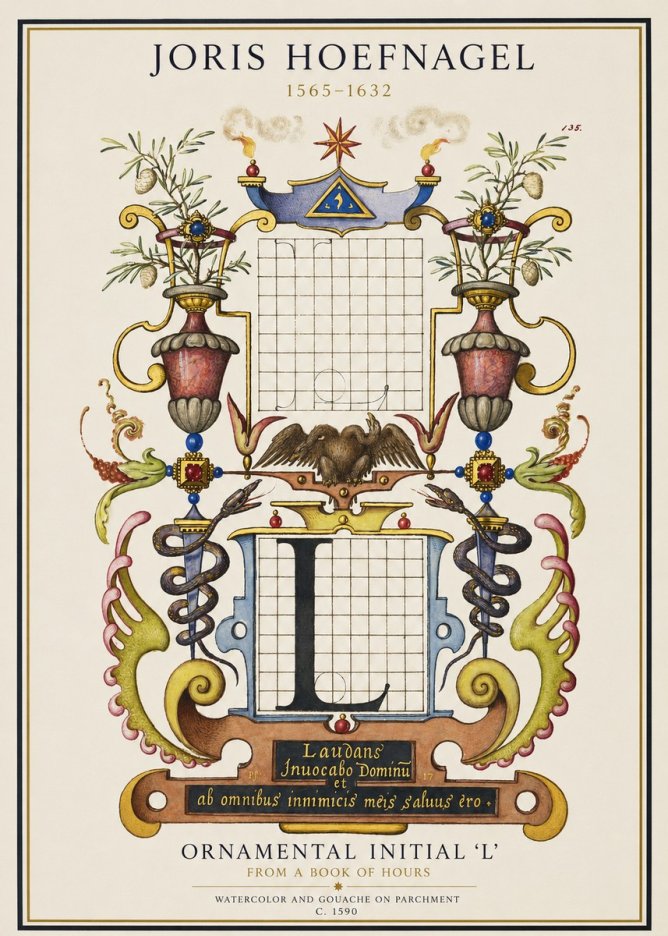 Joris Hoefnagel Ornamental Initial 'L' No1 - Plakát